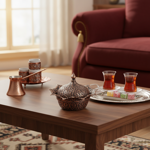 Ottoman Designed Bronze Colored Covered Tea Coffee Sugar Turkish Delight Pot - Product Image 3