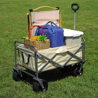 Chariot de plage pliable multifonctionnel en métal à quatre roues pour camping, shopping et usage intensif, grande capacité, OEM