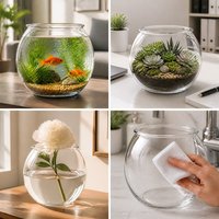 Aquarium rond en plastique monobloc, hautement transparent, incassable, durable, petit aquarium de bureau, salon