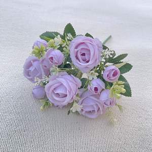 Vente chaude 2025, 7 fourches, couleur d'automne, bouton de rose, petites roses, décoration de gâteau à la maison, bouquet de fleurs artificielles, décoration de mariage - Product Image 4