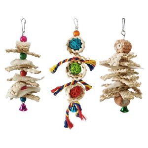 Giocattolo per Pappagalli, Stringa da Masticare, Sollievo dall'Noia, Combinazione di Osso di Seppia, Palla di Rattan, Luffa, Foglie di Mais, da Appendere - Product Image 5