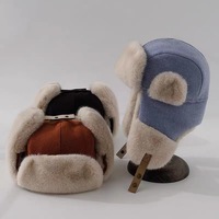 FF3258 Nuevo diseño Earflap Hunting Trooper Sombrero de invierno Fuzzy Fluffy Warm Ski Ciclismo Cap Felpa forrada Russian Ushanka Trapper Hat