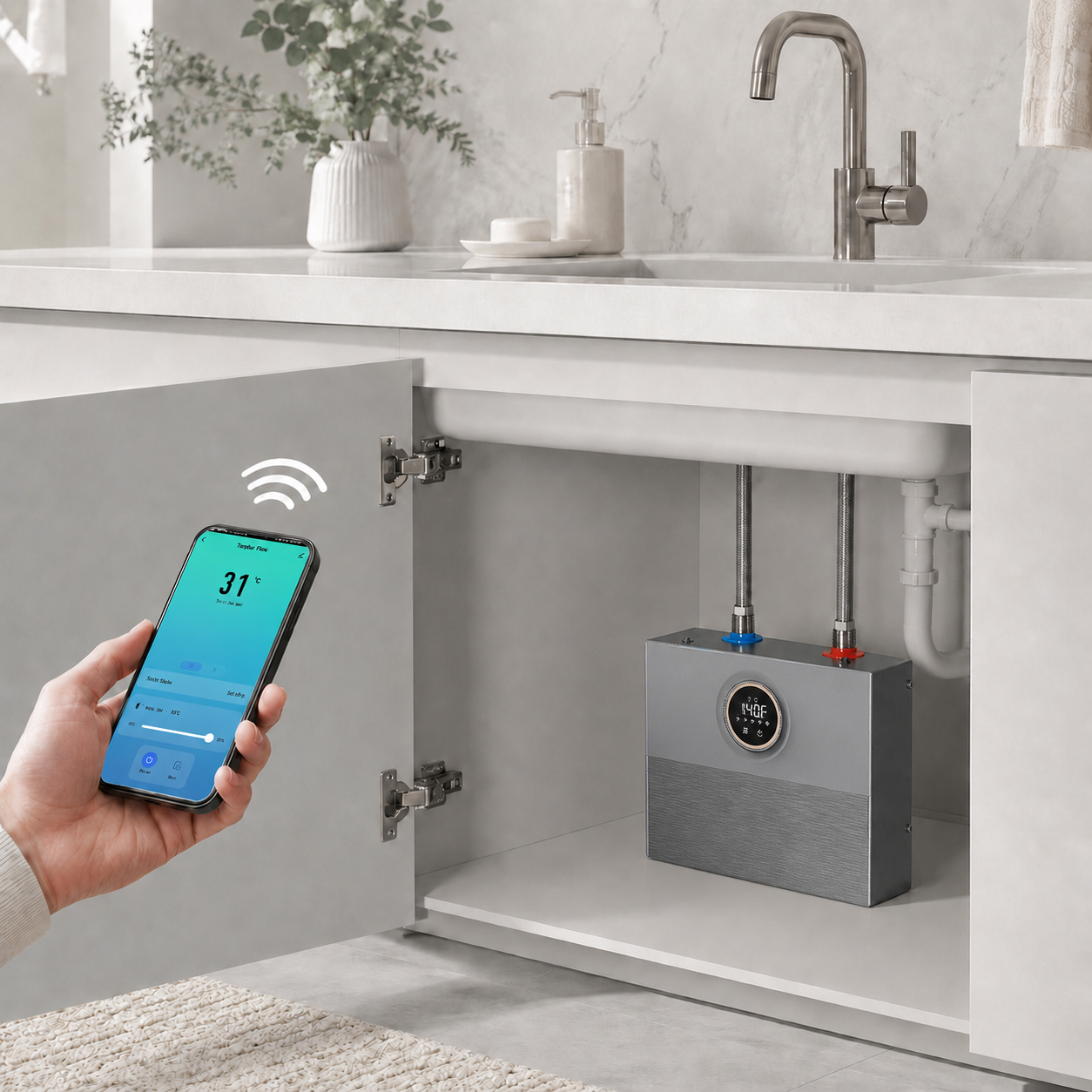 Smart Wifi Knob Stainless Steel Tankless Electric Instant Water Heater On Demand Water Heater Calentador De Agua Electrico 220V
