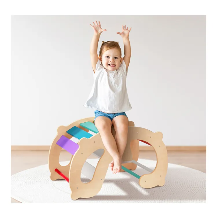 Arcs-en-ciel en bois pour enfants cadres d'escalade enfants Gym escalade jouets arc en bois chaise berçante pour enfants