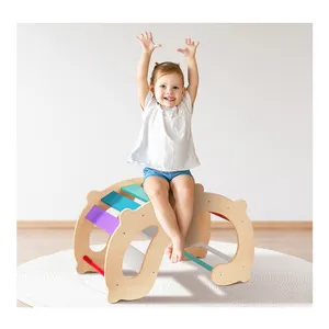 Children's Wooden Rainbows Climbing Frames Kids Gym Climbing Toys Wooden Arch Rocking Chair For Kids