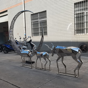 Sculptures <span class=keywords><strong>de</strong></span> cerf en acier inoxydable <span class=keywords><strong>de</strong></span> couleur personnalisée, design moderne, sculpture en métal d'art, <span class=keywords><strong>animaux</strong></span>, 15 cm - Product Image 2