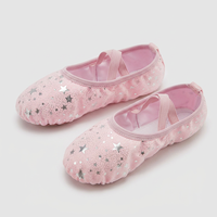Chaussons de danse BX116 Starry Sky Gold Stamping, souples et respirants, motif patte de chat, pour enfants, tout-petits et femmes, en stock.
