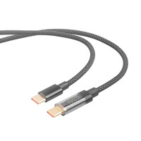 Cable de Datos Tipo-C con Pantalla Digital de Nailon, Cable de Carga Rápida de 100 W PD, Cable Transparente en Tiempo Real