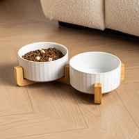 Gamelle en céramique minimaliste moyenne à motif jupe, avec support anti-renversement pour chat et chien, pour nourriture et eau