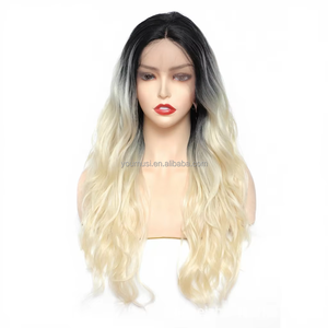 Pelucas de Encaje Frontal con Ondas de Agua de 24 Pulgadas y 194 g, Flequillo Largo, Doble Trama, 100% Fibra de Alta Temperatura Resistente al Calor, Base de Encaje sin Pegamento - Product Image 2