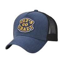Casquettes de camionneur OEM de haute qualité, personnalisées, à 5 panneaux, avec visière pré-courbée, logo brodé, maille rayée, pour l'extérieur, la plage, décontractées, GO PARTY