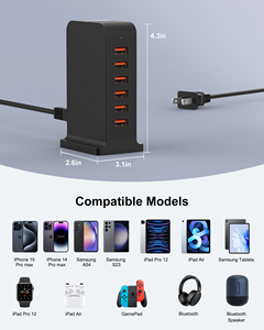 Station de charge USB multi-ports 6 ports 50W pour plusieurs appareils iPhone - Product Image 2