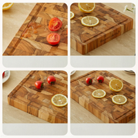 Planche à découper en teck de qualité supérieure, robuste, à grain croisé, épaisse, pour chef professionnel et cuisine