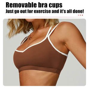 ダブルショルダーストラップスポーツブラ取り外し可能チェストパッドジム用ヨガトップクロスバック高強度ランニングフィットネスホルターブラ - Product Image 3