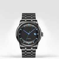 Herren Luxus Automatik-Analoguhr mit Gangreserve Schwarzes Zifferblatt Saphirglas 50 Bar Wasserdicht Edelstahlarmband