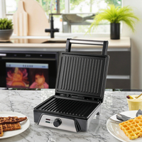 Appareil à panini et gaufres électrique antiadhésif avec thermostat réglable en aluminium 2000W pour le petit-déjeuner à usage domestique
