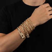 Pulseras de Cadena Cubana con Cierre Cuadrado de Latón Geométrico Chapado en Oro de 14K con Zirconia Iced Out, Estilo Hip Hop, al por Mayor para Hombres y Mujeres