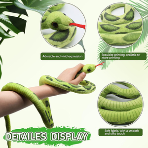 8343 3D realista felpa larga serpiente verde animales de peluche muñecas con lengua roja regalos de Halloween para niños serpiente muñeco de peluche - Product Image 3
