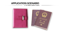 Porte-passeport en cuir PU rose avec logo personnalisé et bouton-pression, portefeuille de voyage pour documents, vente en gros