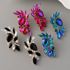 Fashion Glass Crystal Water Drop Earrings AB Colorful Rhinestone Geometric Earrings Women Jewelry