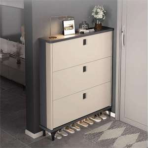 Scarpiera Moderna di Alta Qualità in MDF e <span class=keywords><strong>Legno</strong></span> <span class=keywords><strong>Naturale</strong></span>, Nera, Impermeabile, Resistente, Design Ultra Sottile, Capacità 20-23 Paia - Product Image 5