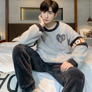 Factory Wholesale Premium <strong>Flannel</strong> Daily <strong>Pyjamas</strong> Plus Size <strong>Men's</strong> Sleepwear Winter Warm 2pcs Pajamas for <strong>Men</strong> Set - Product Image 5