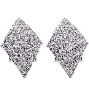 Orecchini a forma di diamante per donna, gioielli geometrici scintillanti con pavé completo - Product Image 2