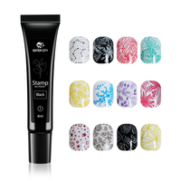 12 Couleurs 8ml Gel UV Non Toxique pour Estampillage d'Ongles, Laque Gel DIY de Designer Français, Formule Écologique Longue Durée pour Nail Art