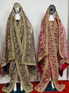Luxueux Khada Dupatta pleine longueur pour adultes Velours exquis avec pierre Jarkan complète et travail lourd complexe - Product Image 3