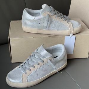 High Quality Luxury Designer Silver Goose Lace-up Genuine <b>Leather</b> Sneakers Anti <b>Slip</b> Comfortable Board <b>Shoes</b> Golden Dirty - Product Image 1