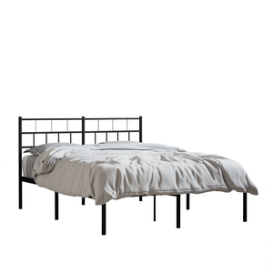 <b>Black</b> Powder Coated Steel King Metal Bed <b>Frame</b> Elegant Finish Box Spring Bedroom Furniture - Product Image 1