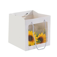 Sac cadeau personnalisé de luxe en carton avec poignées en ruban, fenêtre transparente, résistant à l'humidité, emballage artisanal pour bougies, logo personnalisé