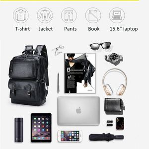 Free Sample 2021 crossover PU leather waterproof <b>computer</b> notebook USB backpack business laptops <b>bags</b> for men - Product Image 6