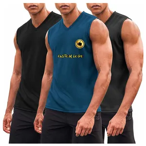 Người Đàn Ông Tập Thể Dục Tank Tops Phòng Tập Thể Dục Không Tay Áo Sơ Mi V Cổ Thể Hình Cơ Bắp T Áo Sơ Mi