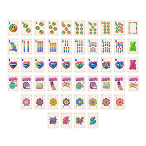 Tuiles de Mahjong en Acrylique Superposées, Gravées et Dorées, Motif <span class=keywords><strong>Grand</strong></span> Millennial Rétro Années 90, Mahj Mood, Visage Souriant, Pois, Arc-en-ciel, Marbré - Product Image 4