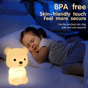 Mini belle Rechargeable Led doux au toucher Silicone veilleuse pour enfants Panda licorne ours bouddha lampe Silicone Animal veilleuse