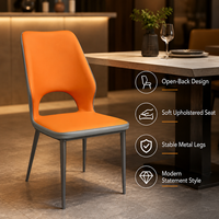 Moderner Esszimmerstuhl mit Offener Rückenlehne Weich Gepolsterter Sitz Metallbeine für Restaurant Hotel Café Möbel