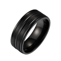 POYA Bague de mariage en acier au tungstène 8mm pour homme Design rainuré double face Accessoire à la mode