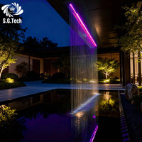 Fontaine murale moderne en acier inoxydable avec rideau lumineux RGB Water Crown, design durable, étanche