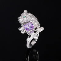 Diamants à haute teneur en carbone pour femmes Full Bling Diamond Zircon Ring Leopard Design Bijoux de mode pour les mariages et les fêtes