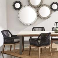 Modern Dinlenme Açık Hava Mobilyaları Masif Tik Ağacı Bahçe Mobilyası Avlu Otel Bahçe Villası için Veranda Sandalye ve Masa Takımı