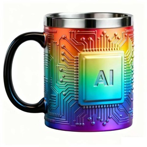Taza Térmica de Acero Inoxidable con Chip de IA, Taza de Regalo Redonda con Aislamiento Térmico para Amantes de la Tecnología - Product Image 4