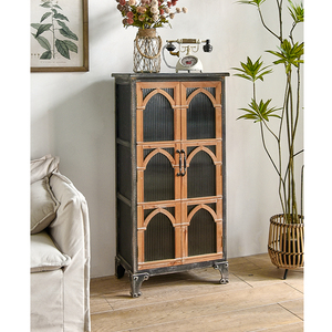 Vintage Antique Black <b>Wooden</b> <b>Storage</b> <b>Cabinet</b> Easy Assembly Living Room Farmhouse Entry Hotel Apartment Accent Panel Home - Product Image 1