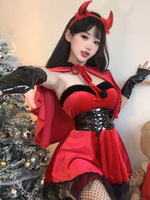 Ensemble de costumes de petit diable en velours pour adultes Halloween Night Club Stage Christmas Dress for Ladies Anime Costumes
