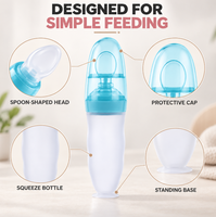 Biberon souple en silicone personnalisé avec cuillère en silicone pour bébé, cuillère d'alimentation pour bébé