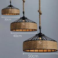 Lampes suspendues rétro en fer E27, Base Loft Vintage, éclairage intérieur de bureau, corde de chanvre, lampes suspendues industrielles, lustre