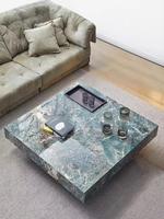 Table basse carrée en marbre durable, design moderne nordique, mobilier de salon de villa, luxe