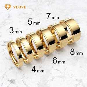VLOVE Anello Classico di Alta Qualità per Fidanzamento e Matrimonio in Oro Giallo 14K, Bordo Piatto Lucidato, Anello per Coppia, Ideale come Regalo o per Feste - Product Image 1