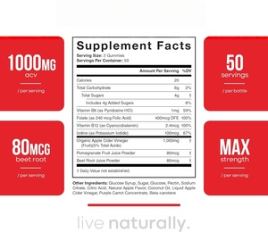 Complément alimentaire en gommes au vinaigre de cidre, marque privée OEM/ODM, biologique, végétalien, pour la gestion du poids, gommes au vinaigre de cidre de pomme - Product Image 4