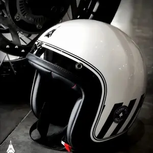 Helm motor setengah wajah, pelindung kepala motorpit Modular dewasa serat karbon